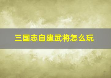 三国志自建武将怎么玩