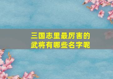 三国志里最厉害的武将有哪些名字呢