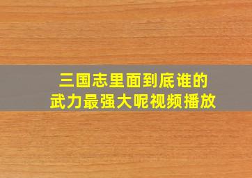 三国志里面到底谁的武力最强大呢视频播放