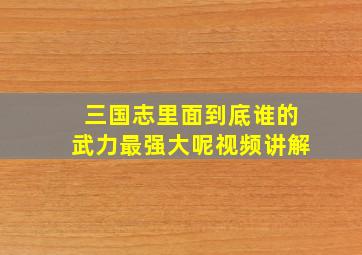 三国志里面到底谁的武力最强大呢视频讲解