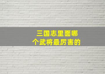 三国志里面哪个武将最厉害的