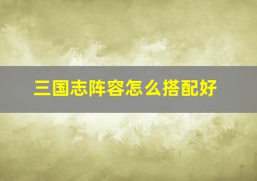 三国志阵容怎么搭配好