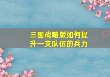 三国战略版如何提升一支队伍的兵力