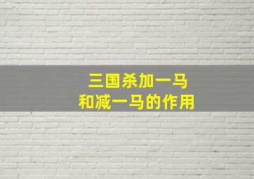 三国杀加一马和减一马的作用