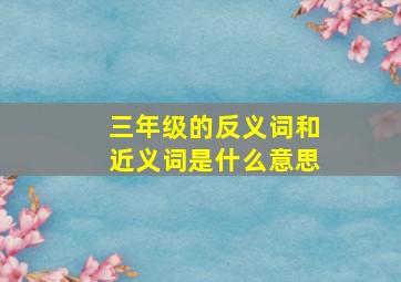 三年级的反义词和近义词是什么意思