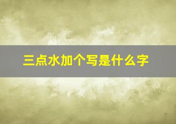 三点水加个写是什么字