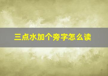 三点水加个旁字怎么读