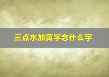 三点水加黄字念什么字