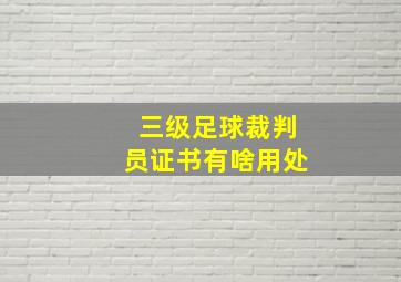 三级足球裁判员证书有啥用处