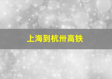 上海到杭卅高铁