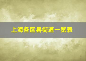 上海各区县街道一览表