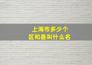 上海市多少个区和县叫什么名