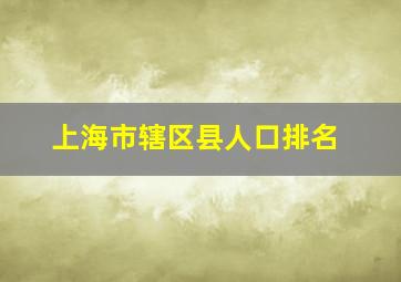 上海市辖区县人口排名