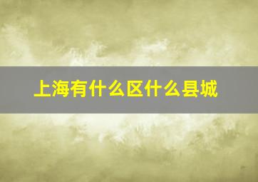 上海有什么区什么县城