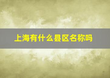 上海有什么县区名称吗