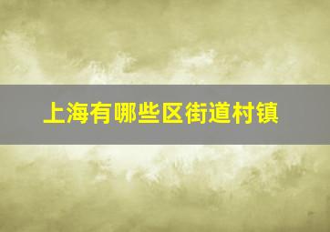 上海有哪些区街道村镇