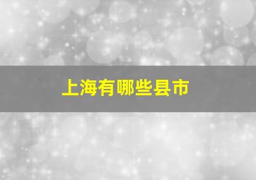 上海有哪些县市