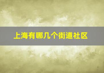 上海有哪几个街道社区