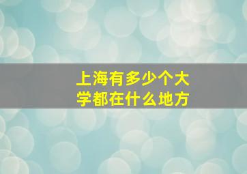 上海有多少个大学都在什么地方