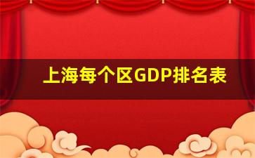 上海每个区GDP排名表