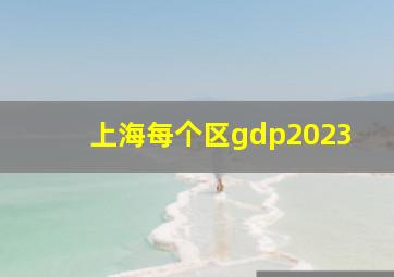 上海每个区gdp2023