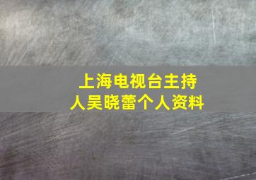 上海电视台主持人吴晓蕾个人资料