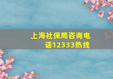 上海社保局咨询电话12333热线