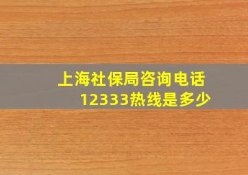 上海社保局咨询电话12333热线是多少