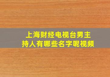 上海财经电视台男主持人有哪些名字呢视频