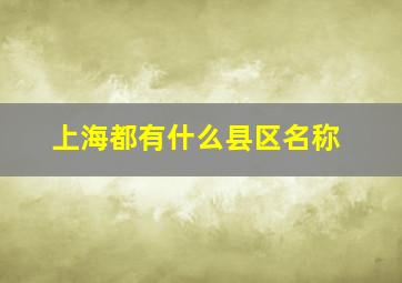 上海都有什么县区名称