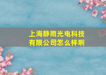 上海静雨光电科技有限公司怎么样啊