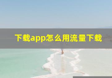 下载app怎么用流量下载