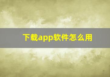 下载app软件怎么用