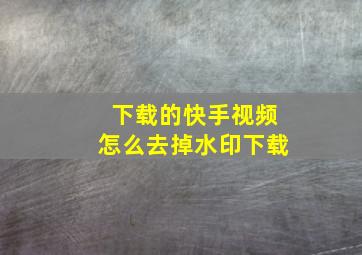 下载的快手视频怎么去掉水印下载