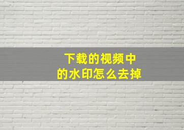 下载的视频中的水印怎么去掉