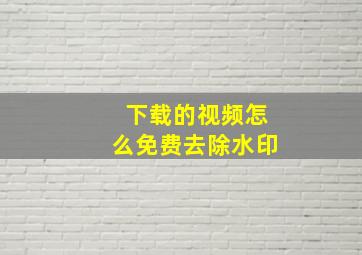 下载的视频怎么免费去除水印