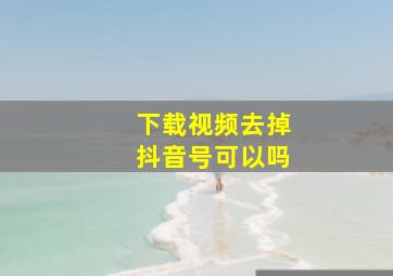 下载视频去掉抖音号可以吗