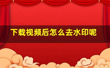 下载视频后怎么去水印呢