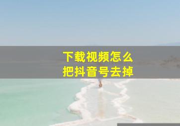 下载视频怎么把抖音号去掉