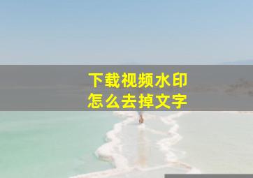 下载视频水印怎么去掉文字