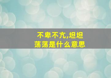 不卑不亢,坦坦荡荡是什么意思