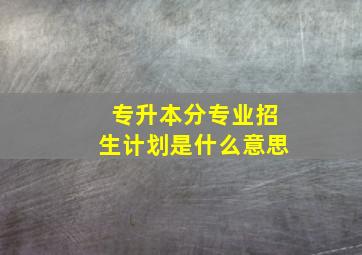 专升本分专业招生计划是什么意思