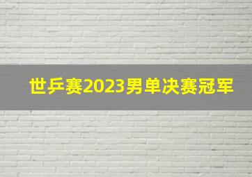 世乒赛2023男单决赛冠军