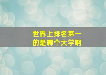 世界上排名第一的是哪个大学啊