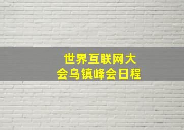 世界互联网大会乌镇峰会日程