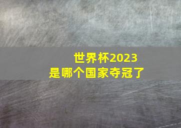 世界杯2023是哪个国家夺冠了