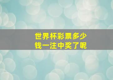 世界杯彩票多少钱一注中奖了呢