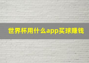 世界杯用什么app买球赚钱