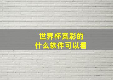 世界杯竞彩的什么软件可以看