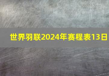 世界羽联2024年赛程表13日